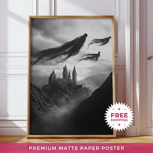 Flying Dementors Wall Decor Dark Academia Vibes Print Wizard Castle Decoratie Cadeau voor Wizard Fans Humeurige Poster Halloween Gratis Verzending Kunst