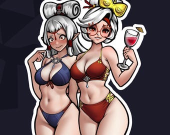 Paya and Purah Swimsuits Sticker [Legend of Zelda TOTK Fan Art]