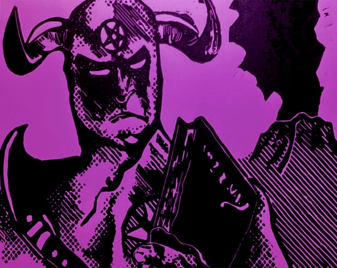 Demonic Tutor Linoprint: MTG Hand-Carved Art