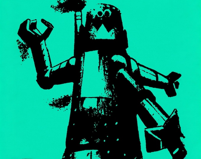 Hand-Carved Robot Linoprint: Magic The Gathering Art (12x12)