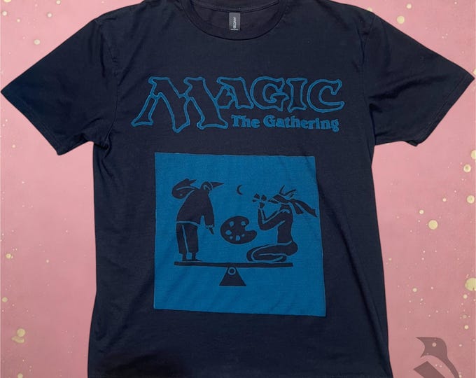 Magic The Gathering Shirt - Hand-Carved Dark Seafoam Linocut