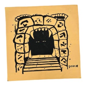 Howling Mine Patch: Hand-Stamped Muslin Cotton for Magic the gathering players. 12x12 inches