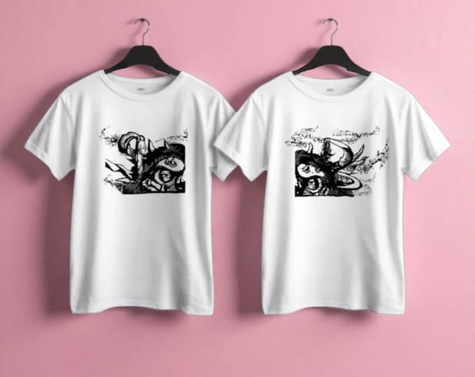 Big Furry Monster Shirts (Set of 2): Block Print MTG Style