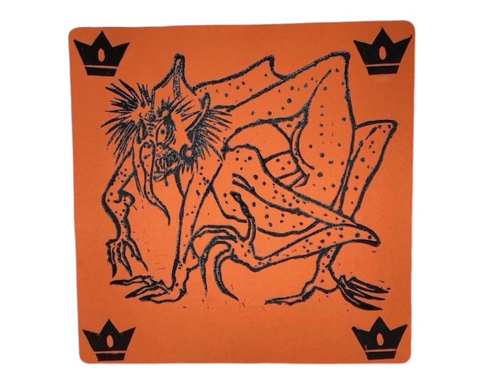 Basal Cell Thrull Print: Hand-Carved MTG Linoprint (12x12)