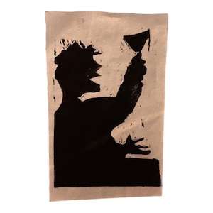 Muslin Patch: Hand Stamped Magic Guy - Soft Cotton, Unique Print