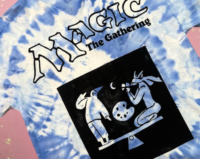 MTG Stasis Shirt: Hand-Printed Linocut - Vintage Tie Dye Colors