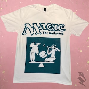 MTG Shirt: Unique Hand-Printed Block Design (Dark Seafoam Green)