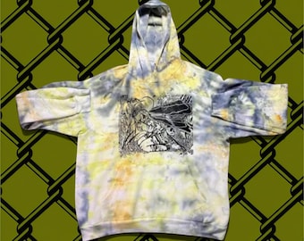 Sudadera con capucha MTG Tie Dye - Diseño único estampado a mano en linóleo