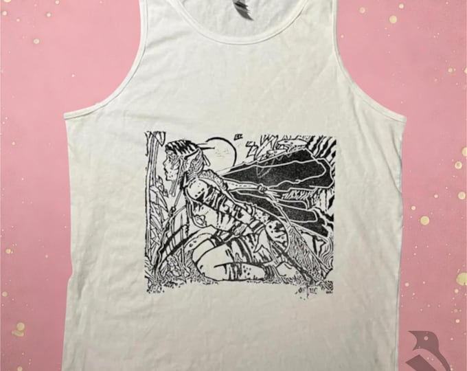 MTG Tank Top - Hand-Carved Block Print in Bright Pink