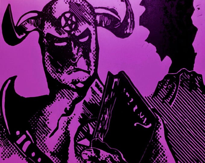 Magic the Gathering Art Print: Hand-Carved Demonic Tutor (Linoprint)