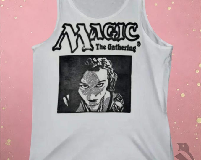 Magic The Gathering Shirt: Hand-Carved Block Print on Vintage White