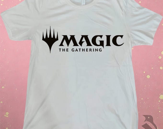 Magic The Gathering Shirt, Hand-Carved Linoprint (Vintage White)