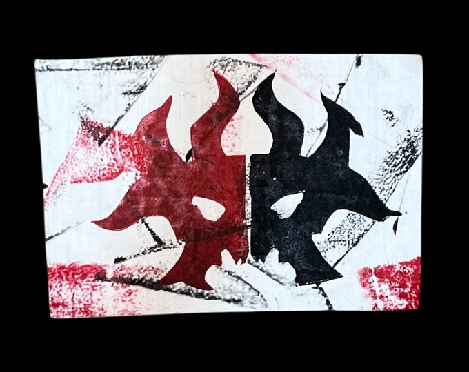 Rakdos textured patch 8x5”  Hand-Stamped MTG Muslin Cotton