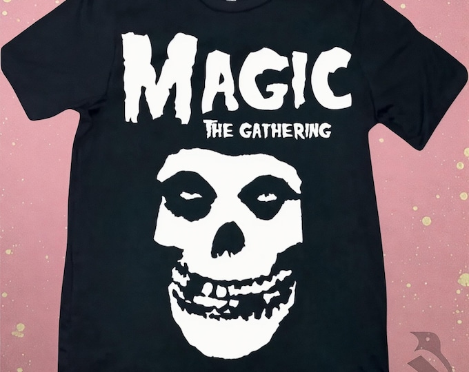 MTG Misfits Shirt: Unique Block Print on Soft Vintage Black Tee