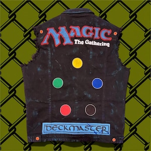 Magic The Gathering Vest: Unique Block Print (Denim, Unisex)