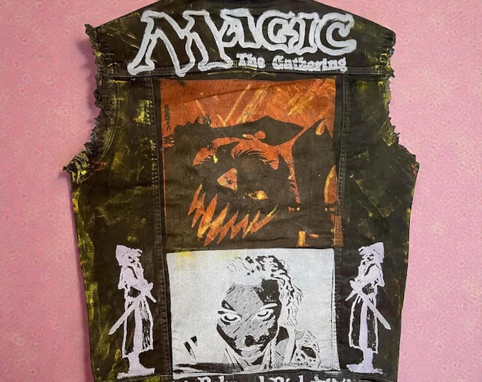 MTG Denim Vest | Magic The Gathering, Block Print Style