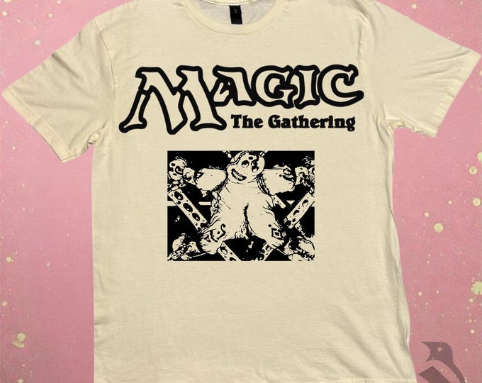 Magic the Gathering Shirt: Hand-Carved Linoprint - Vintage white tee