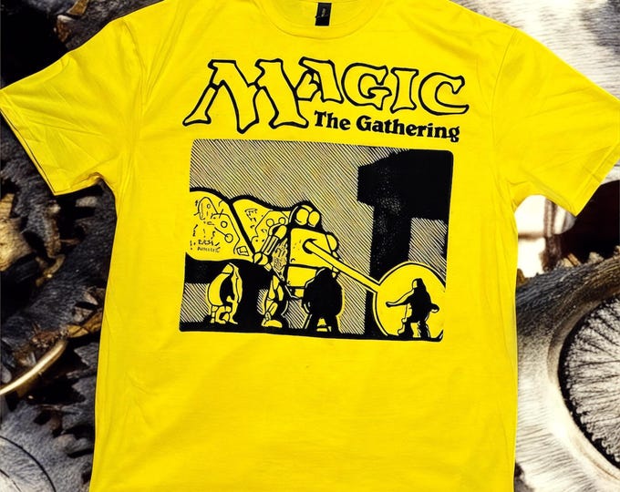 Magic Card Shirt: Block Print Linocut - Bella Canvas Vintage Black