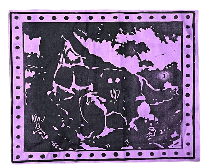 Hand-Stamped Guardian Beast Patch: Muslin Cotton, MTG Magic Design (12x12)