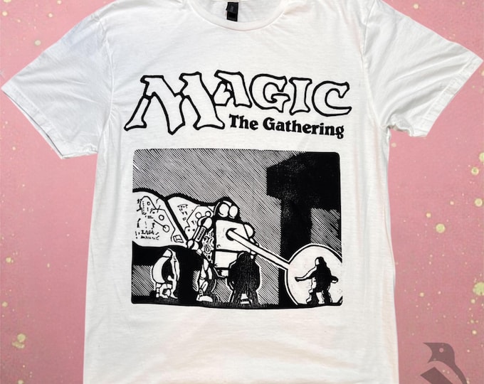Hand-Carved MTG Shirt: Block Print Style (Vintage Black Tee)