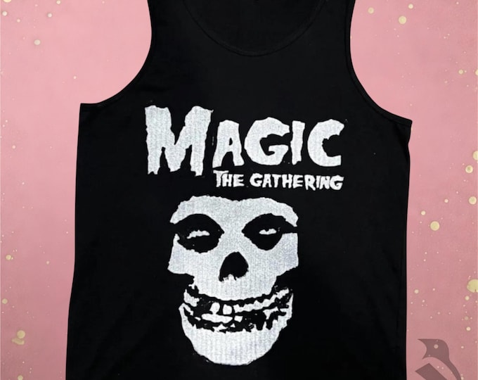 Magic the Gathering Skull Tank Top - Unique Hand-Printed Linoprint