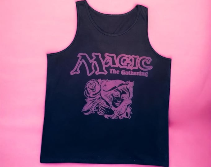 Hand-Printed MTG Tank Top: Eternal Witness Block Print Style