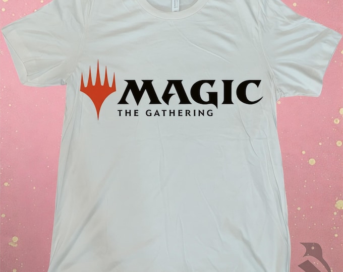 Magic The Gathering Tee: Block Print Design - Soft Vintage White Cotton