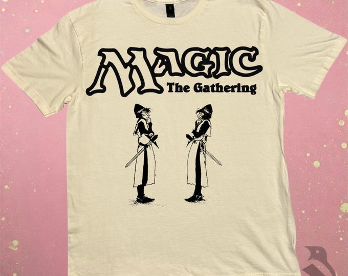 Magic the Gathering Shirt - Hand-Carved Block Print on Soft Black Tee