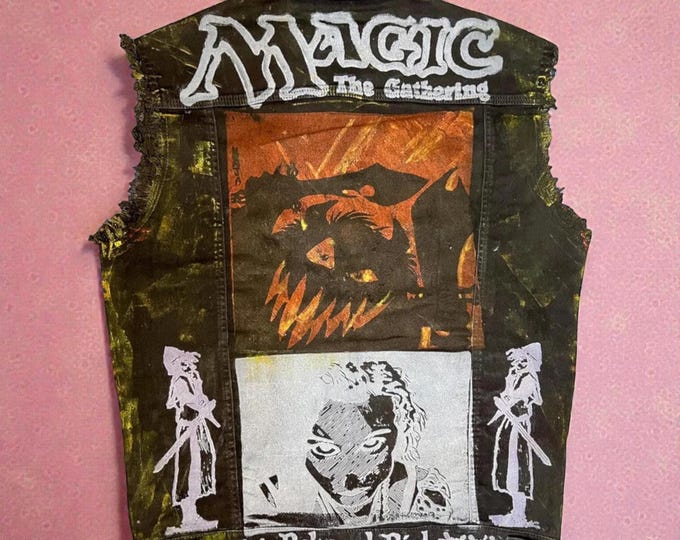 Magic The Gathering Vest: Unique Block Print (Denim, Unisex)