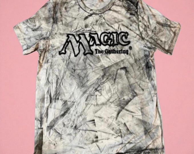 Hand-Printed MTG Shirt: Textured Block Print Style