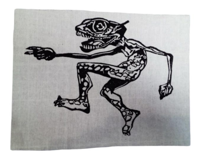 Hand Stamped MTG Auratog Patch: Magic The Gathering Linocut