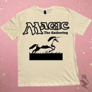 Magic the Gathering Shirt: Pearled Unicorn Design - Hand-Printed