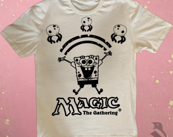 MTG Shirt: Vintage Black Cotton - Hand-Printed Linoprint Design