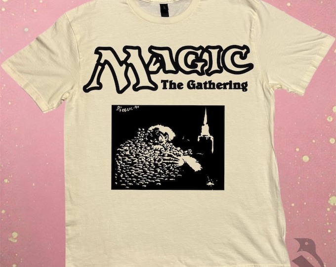 Magic the Gathering Shirt: Greed Linoprint - Hand-Printed, Vintage Black