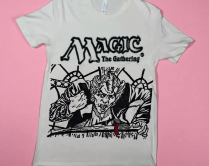 Preacher MTG Shirt | Hand-Carved Linoprint, Vintage Black