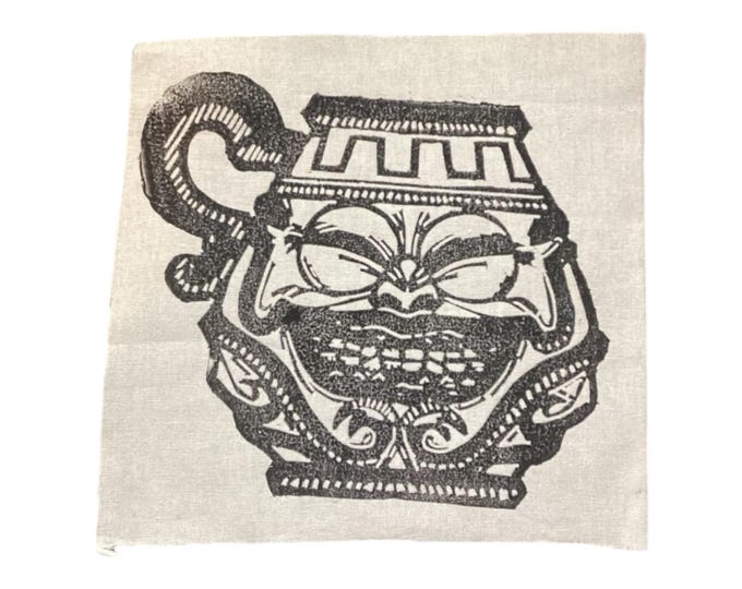 Hand Stamped Muslin Patch: Linocut Block Print