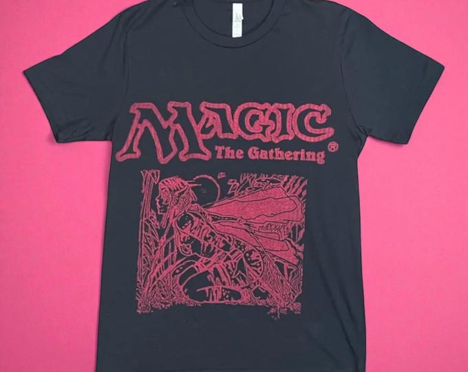 Earthbind Bright Pink MTG T-Shirt: Hand-Printed Linoprint