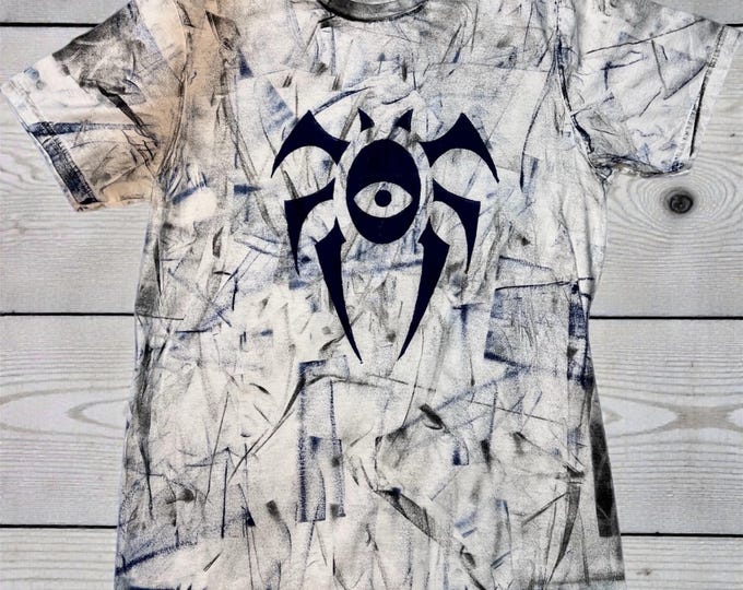 Textured style Blue and black dimir style Magic Shirt: Hand-Printed Linocut Design