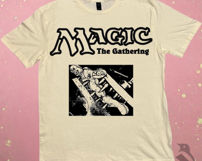 MTG Black Vise T-Shirt: Hand-Carved Linoprint, Vintage Block Style