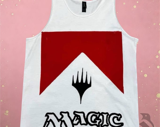 Magic the Gathering Cowboy Killer Tank Top (Hand-Printed, Vintage White)