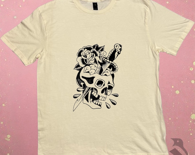 Skull Rose Tee: Magic The Gathering Linocut (Made to Order)