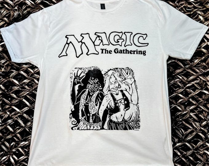 Cuombajj Witches Shirt: Magic the Gathering Linoprint (Hand-Printed Black)