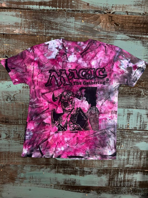 Demonic Tutor Tie Dye Shirt: Magic The Gathering Linoprint