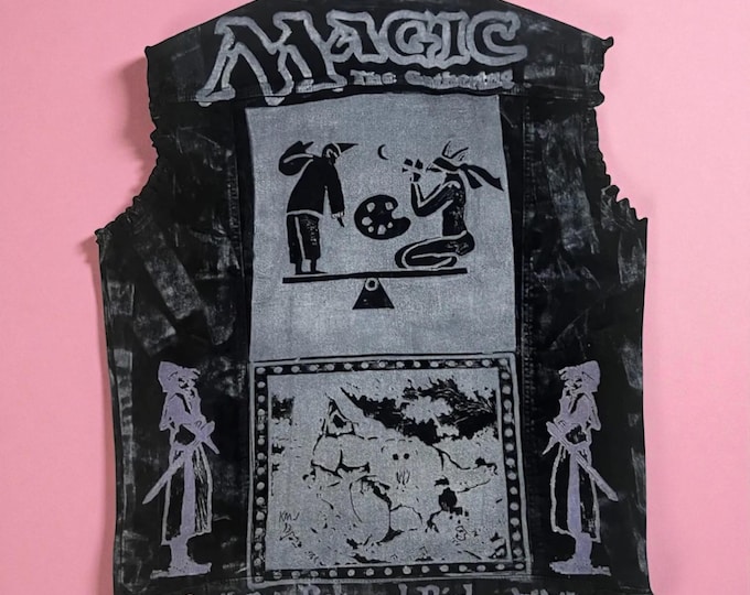 Custom Denim MTG Jacket | Magic The Gathering Block Print Style
