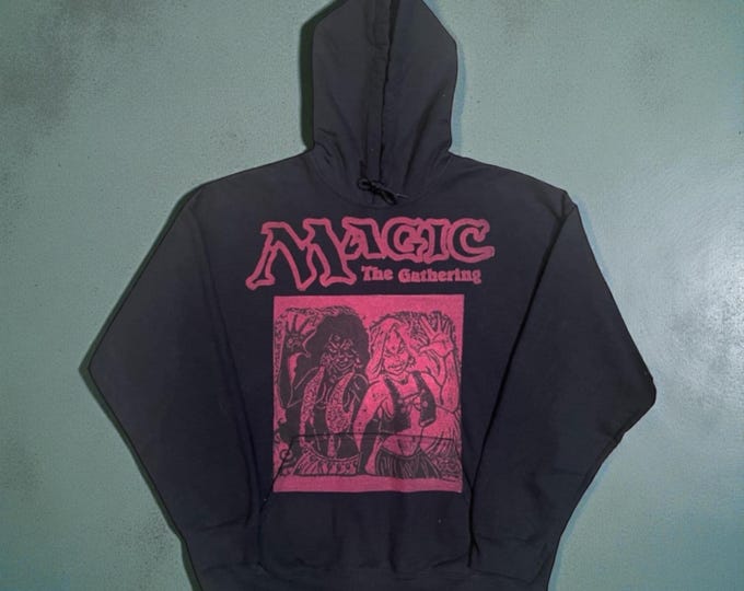 Hand-Printed MTG Hoodie | Bright Pink Cuombajj Witches Block Print