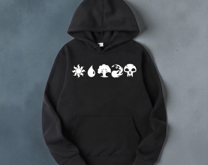 Hand-Carved MTG Hoodie | Block Print Style, Magic Gathering