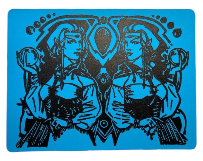 Vesuvan Doppelganger Linoprint: MTG Art, Hand-Carved Print (9x12)