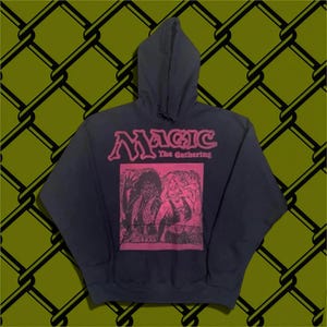 Magic the Gathering Hoodie, Hand-Carved Witch Design (Bright Pink)
