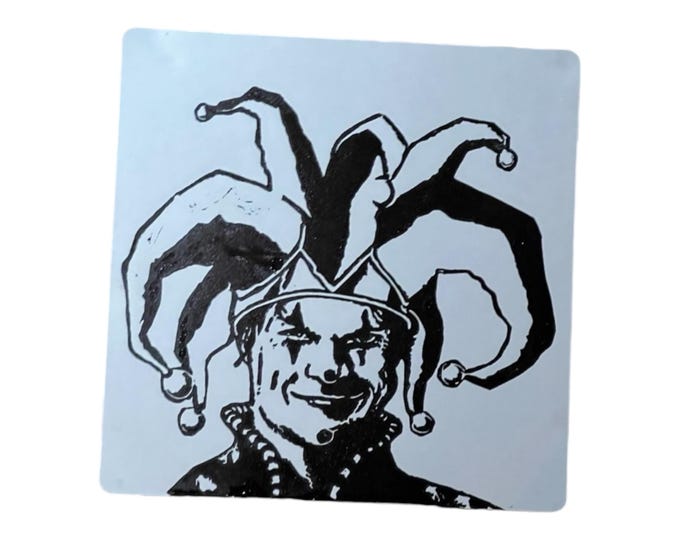 Magic The Gathering Jester Cap Print - Hand-Carved Linocut Art