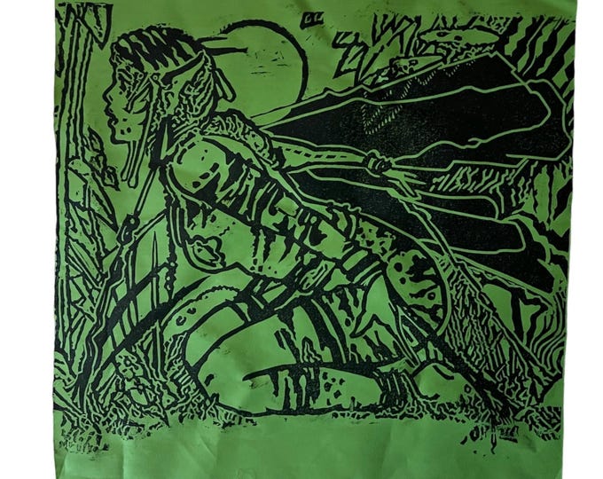 Magic the Gathering Patch: Artisan Hand-Stamped Fabric (Muslin Cotton) 12x12 inches